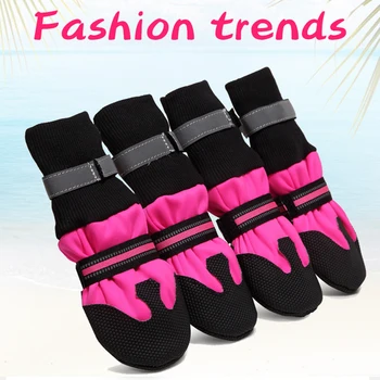 

4/Pcs Dog Shoes Fashion Golden Retriever Samos Husky Waterproof Non-Slip Winter Dog Feet Large Dog Cotton Boots Pet Shoes J16
