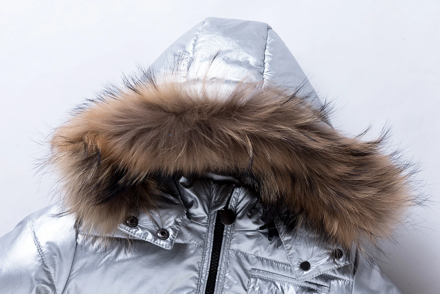 Комплект зимней плотной пуховой куртки для маленьких мальчиков и девочек, теплое Детское пальто с меховым воротником Детский лыжный зимний комбинезон, комплект одежды с серебряными водонепроницаемыми штанами