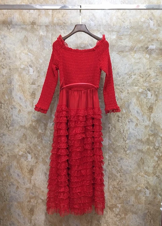 Новинка, зимнее женское платье с сетчатым поясом, многослойное платье с оборками, 1026