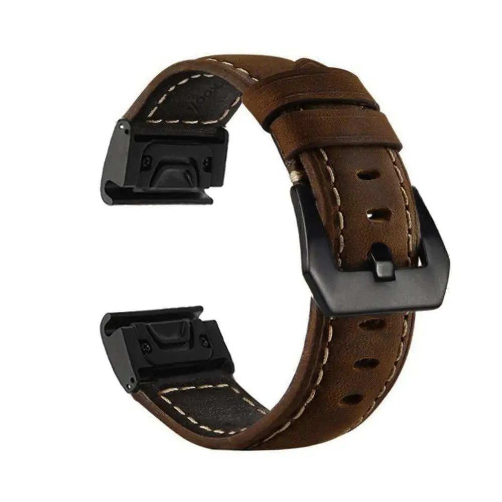 

26mm Luxury Genuine Leather Strap Band For Garmin Fenix 5x 5xPlus 3 3HR GPS Smart Watch Quick Release Fit Man Replacement Strap