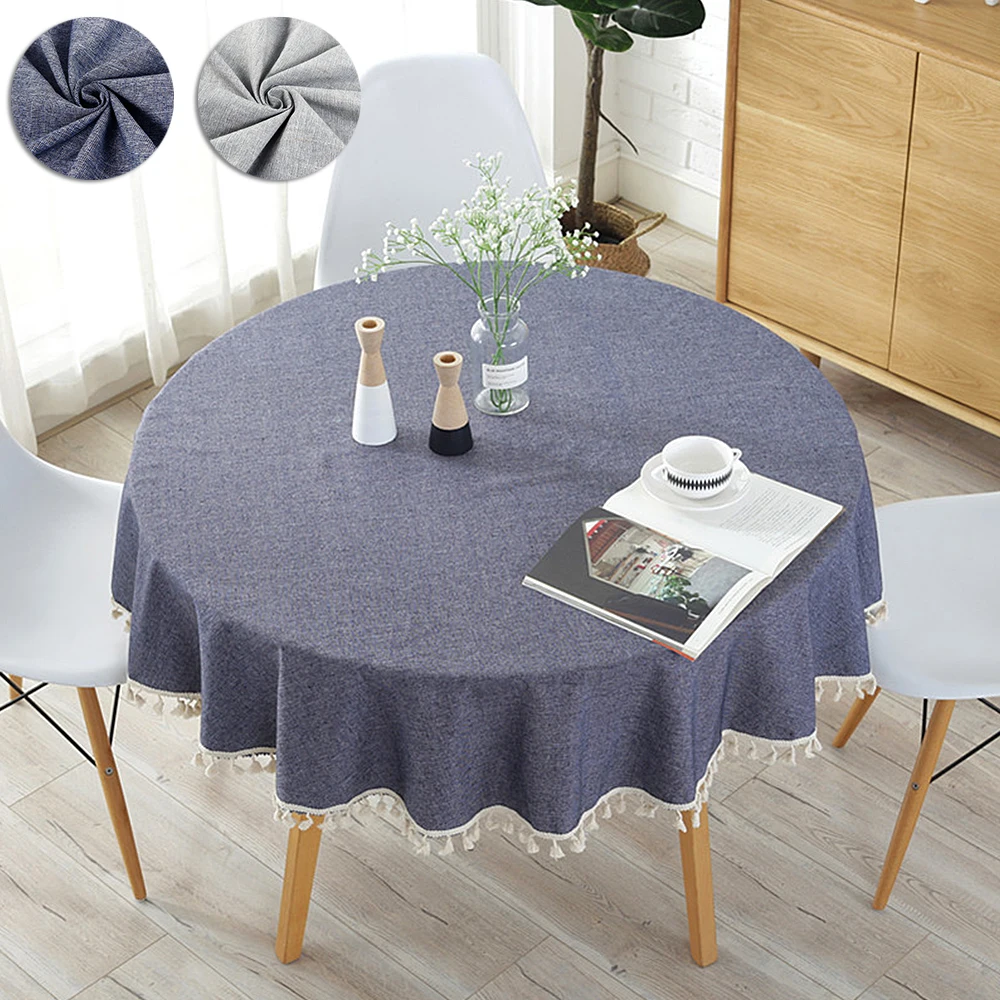 150 CM Round Tablecloth Cotton and Polyester Romantic Flower Printing Tablecloth Outdoor Mat Decoration Wedding