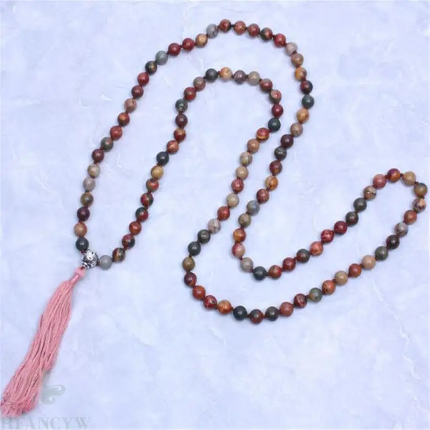 8 мм натуральный Африканский драгоценный камень 108 бусины Mala ожерелье Bless DIY