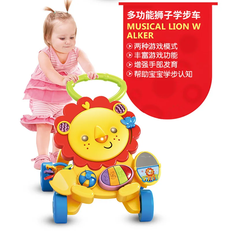 

Baby Walker Children Lion Trolley Toy Infant Multi-functional Anti-slip Lion Baby Walker Light Included Light Music