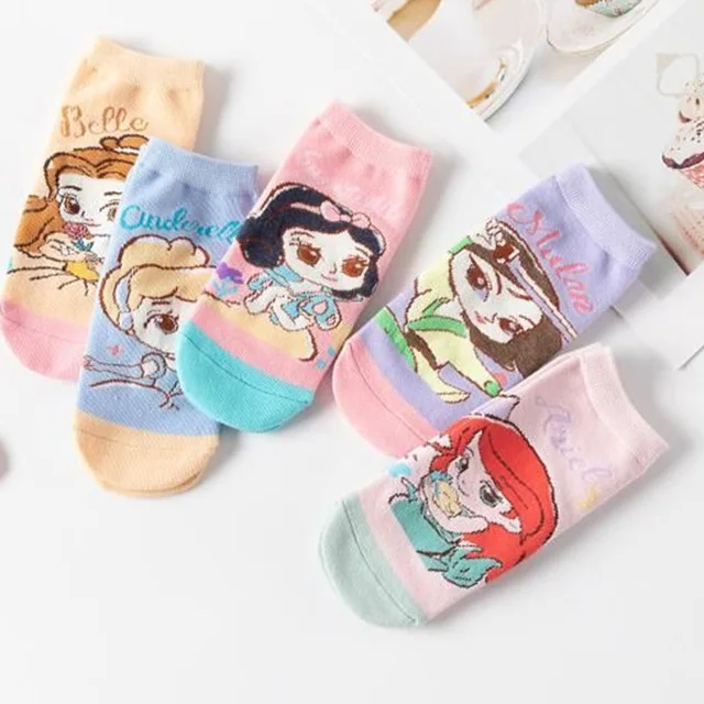 Women Socks 10pc = 5 pairs Mickey mouse Cartoon Summer Invisible cotton Ankle Socks Size 35-41