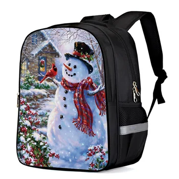

Merry Christans Snowman Bird Laptop Backpacks School Bag Child Book Bag Sports Bags Bottle Side Pockets School Student