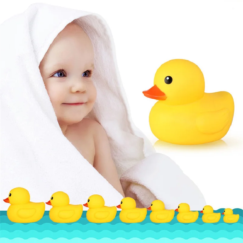 1Pc Cute Little Yellow Duck With Squeeze Sound Bath Toy Soft Rubber Float Play Bath Game Gifts