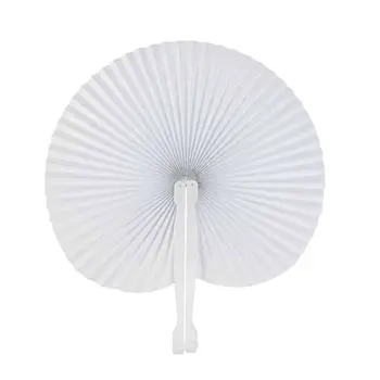 

practical chinese White paper fan round heart-shaped folding fan plastic handle T8WE