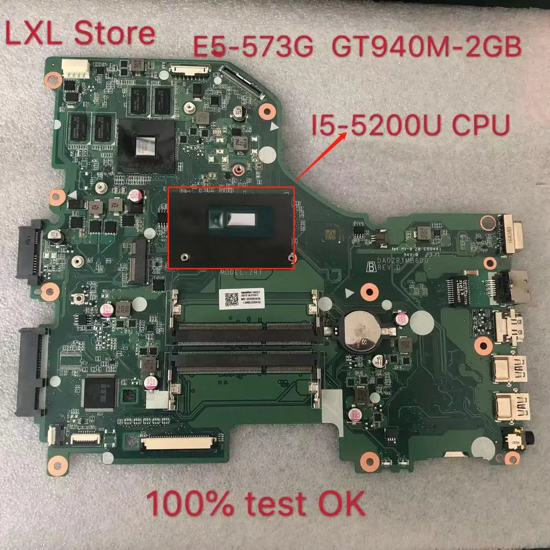 Для E5-573G E5-573 ноутбук материнская плата для Acer Aspire E5-573G I5-5200U Процессор GT940M-2 ГБ DA0ZRTMB6D0 тест ОК