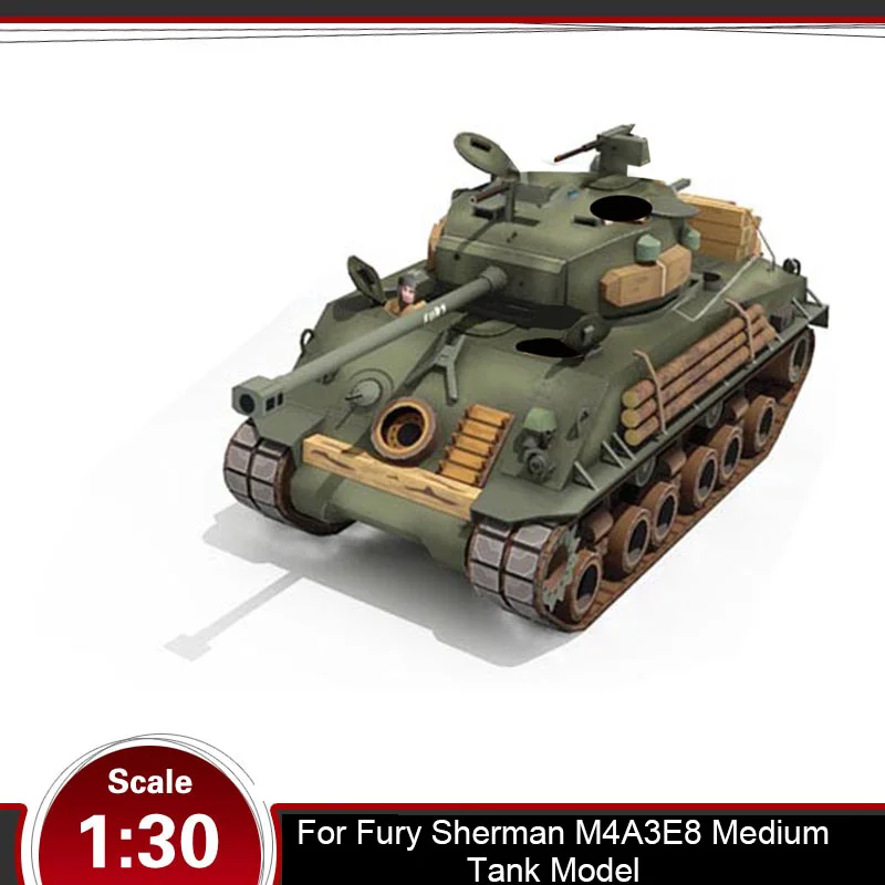 Для Fury Sherman M4A3E8 средний танк 3d бумажная модель стерео ручная работа Рисование