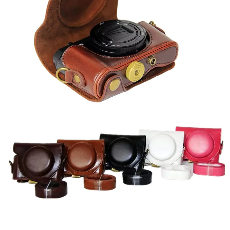 

Camera PU Leather Case For SONY Cyber-shot DSC-HX90V Sony HX90 WX500 Camera Bag Cover With Strap