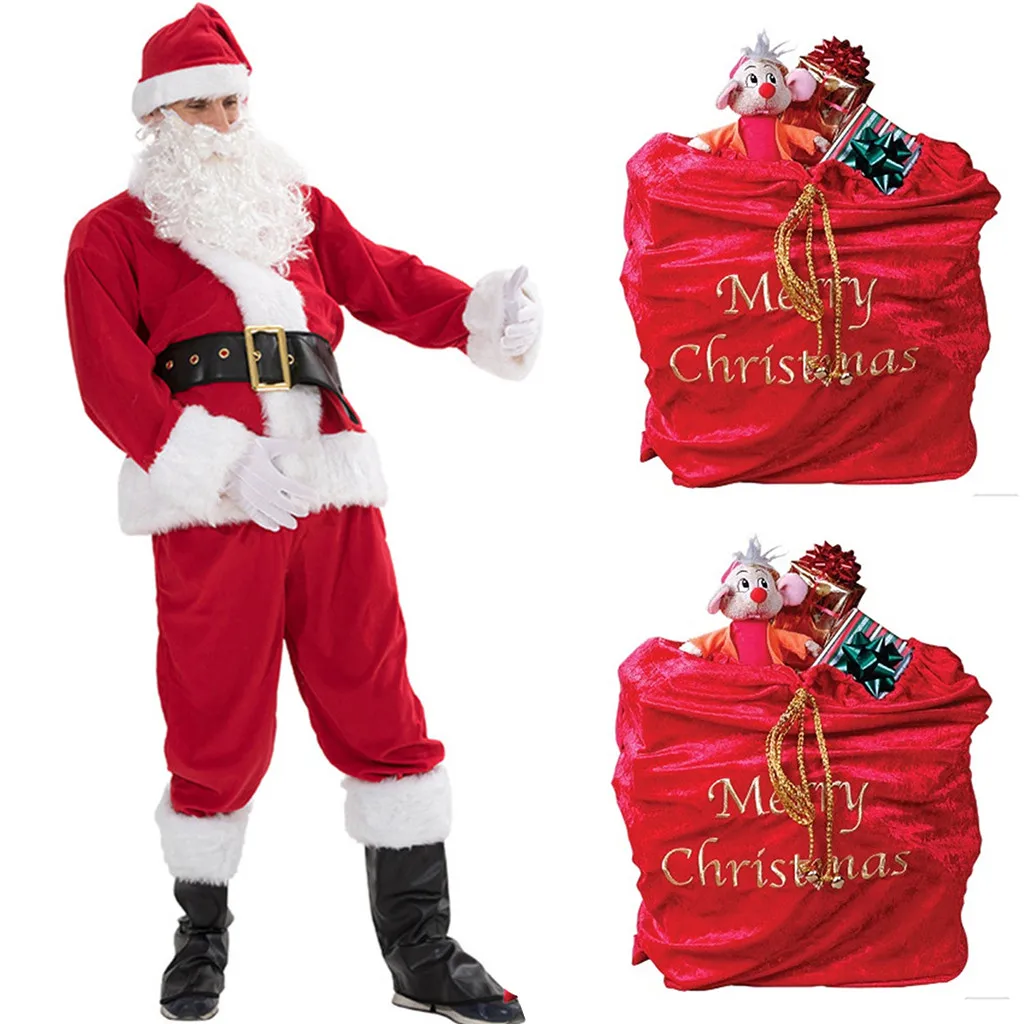 Unisex-Adults Merry Christmas Santa Sack Costume Velour Santa Bag t3