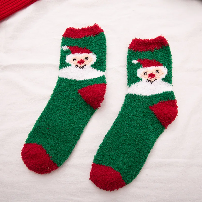 Зимние теплые утолщенные бархатные кашемировые носки, коралловый кашемир, Носки с рисунком оленя, женские Пушистые Носки с рисунком, милый Рождественский подарок - Цвет: 11