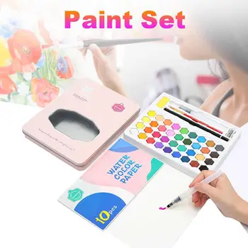 

Art Supply 36 Color Watercolor Artist Paint Set With Plastic Palette Lid Paintbrush Charistmas Gift Students Painting Supplies