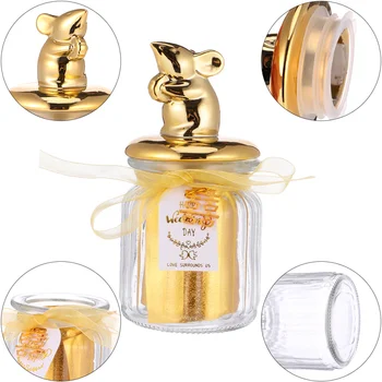 

1pc Wedding Glass Candy Box Hand Gift Animal Ceramic Jar Sealed Glass (Golden)