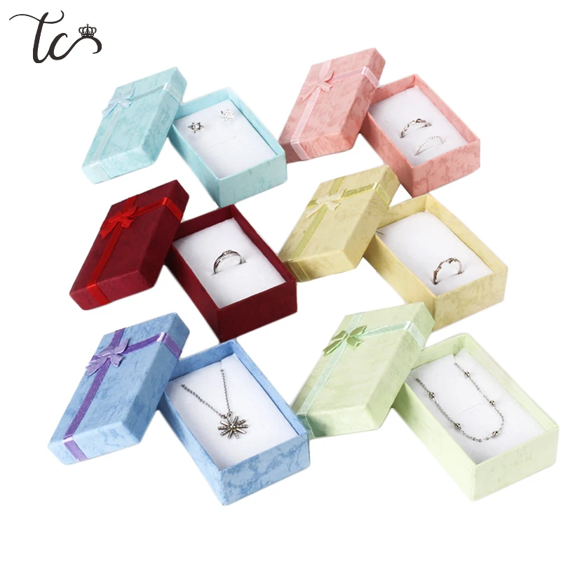 Paper Trinket Box Ring Box Necklace Organizer Earring Storage Box Necklace Box Small Accessories Container 24pcs/Lot
