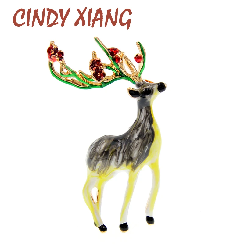 Женские эмалированные Броши с оленями CINDY XIANG зимняя брошь нового дизайна 2 цвета