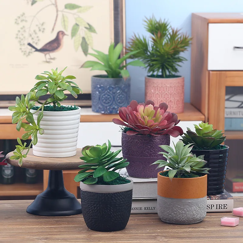 

T4U Simple Ceramic Crack flow glaze succulent Plant Pot Cactus Plant Pot Flower Pot Container Planter nordic decoration home