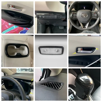 

Carbon Fiber Look Interior Refit Kit Head Lamps / Air AC / Water Cup Holder / Dashboard Cover Trim For Toyota Corolla 2019 2020