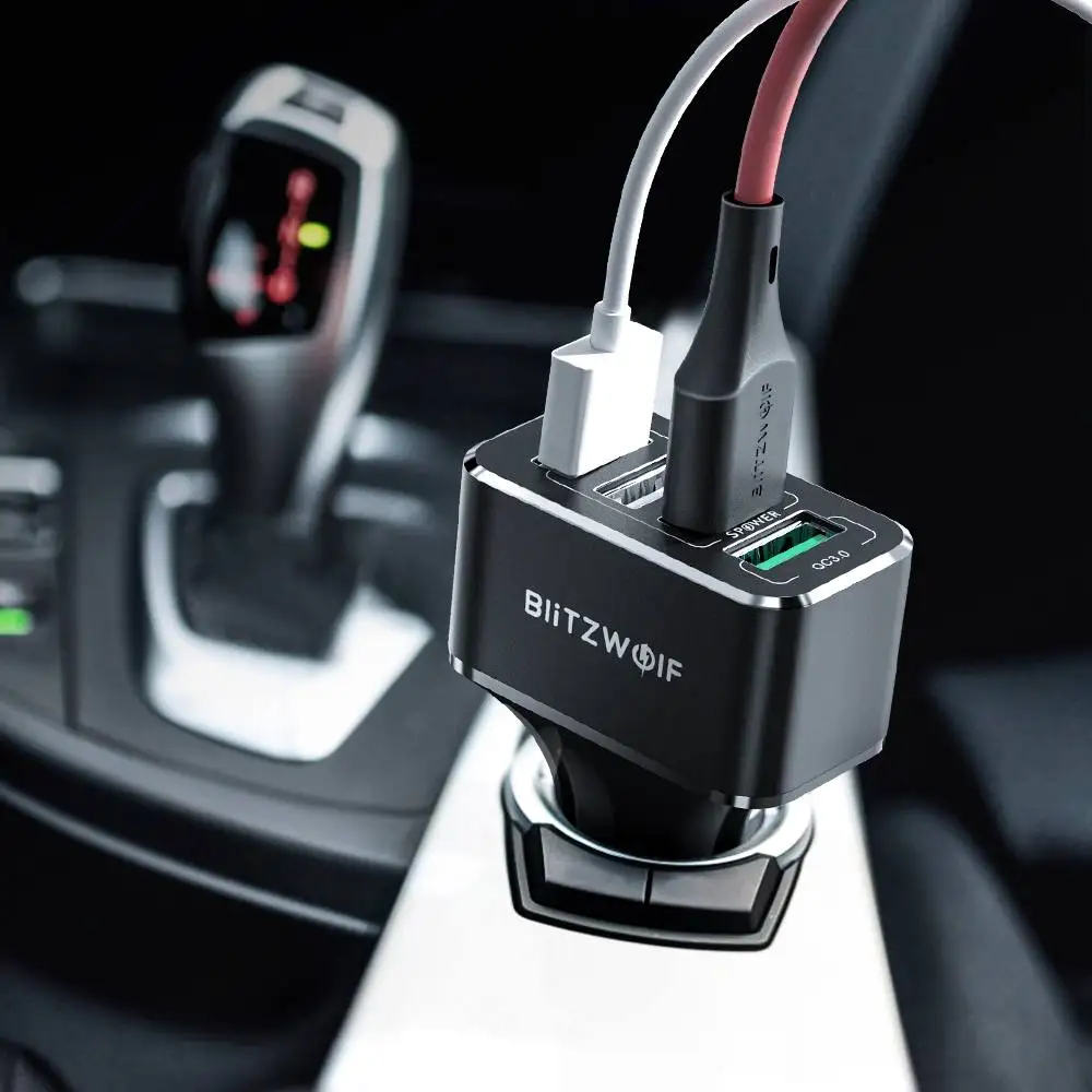 BlitzWolf зарядных порта USB для автомобиля Зарядное устройство 4 Порты usb 50 Вт QC3.0 быстрой зарядки для ВМТ 12 V-24 V для iPhone 11 Pro XR для Xiaomi Mi9 huawei Коврики 30