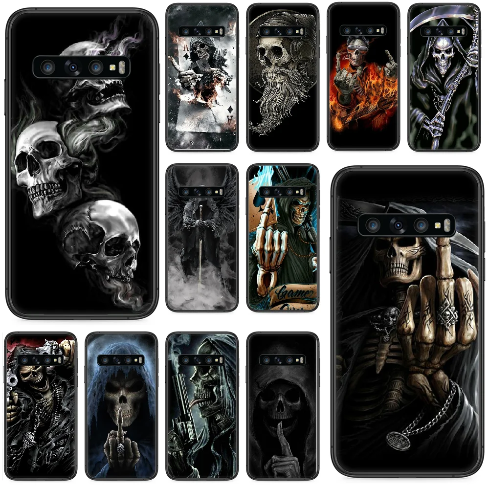 Чехол Grim Reaper Skull для телефона Samsung Galaxy S 10 20 3 4 5 6 7 8 9 Plus E Lite Uitra black funda art hoesjes trend back |