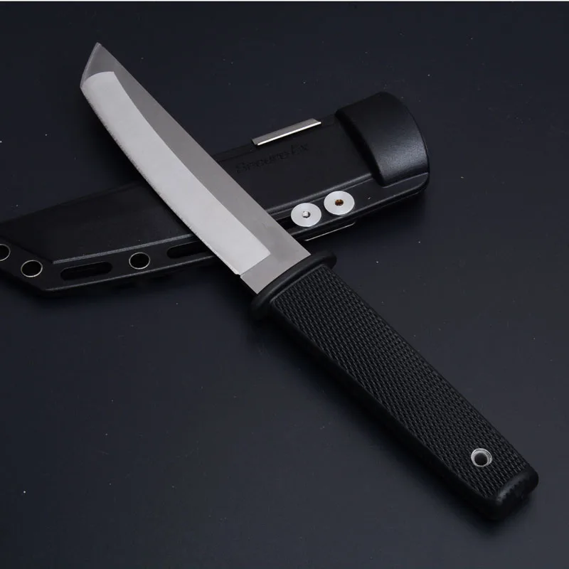 NEW Cold Steel AUS 8A Blade rubber plastic Handle Fixed Blade Knife Outdoor Tactical Survival Hunting knives POCKET EDC  Tools