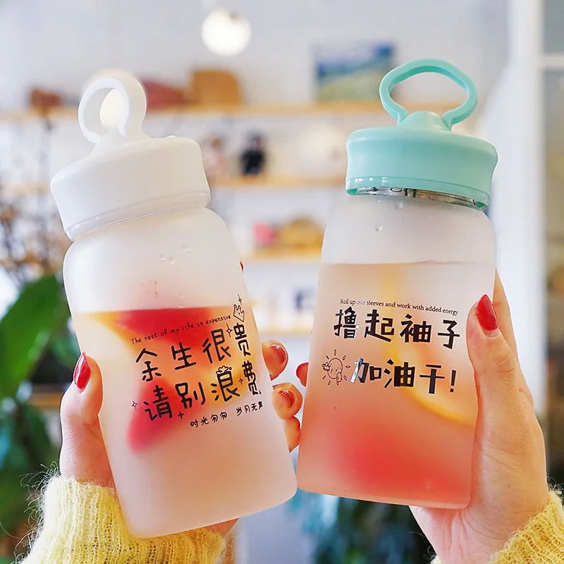 Cute Milk Carton Water Bottle Plastic Frosted Foldable Glass Straw Custom Borraccia Termica Home Decor JJ60WB | Дом и сад