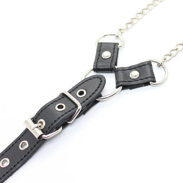 BDSM Bondage Leder Fetisch Männer Cock Ring mit Nippel Klammern Gürtel Pantie 5