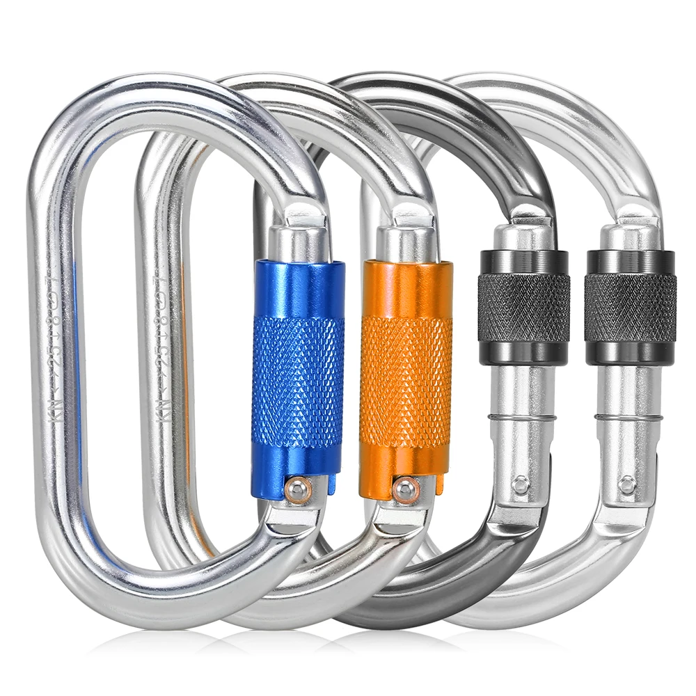 25KN Srew Locking Gate Carabiner Heavy Duty D Shape Climbing Rappelling Canyoning Hammock Clip | Спорт и развлечения