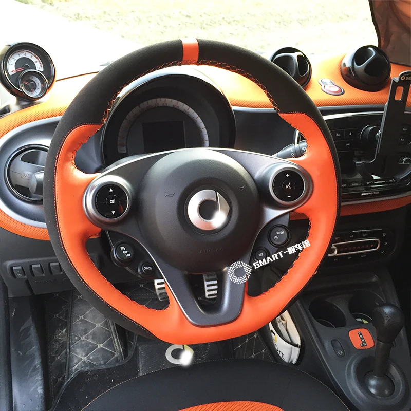 Чехол на руль DIY для smart 453 fortwo forfour очень мягкая коса аксессуары интерьера|Чехлы