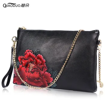 

Full-Grain Leather Hand Chinese Style Leather Hand Painted Shoulder Cross-Body Buff Envelope