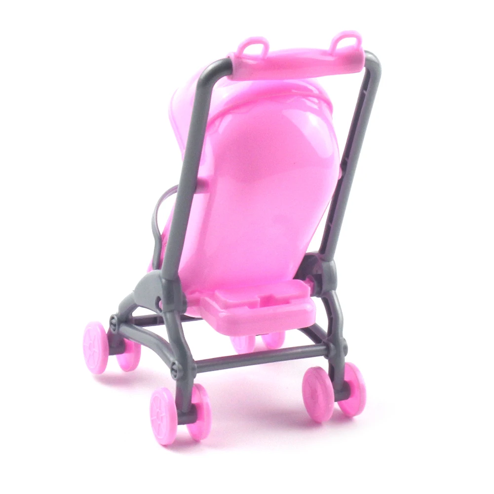 2 in 1 Baby Stroller Pram Model Kids Toy DIY Miniature Dollhouse Plastic Stroller Bike Car Accessories gift for girls