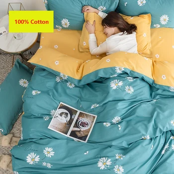 

INS Printed 100% Cotton 4-Piece Set Suit Quilt Cover Four-Piece Bed Sheet Set Three-Piece Home Textile Set Bedding