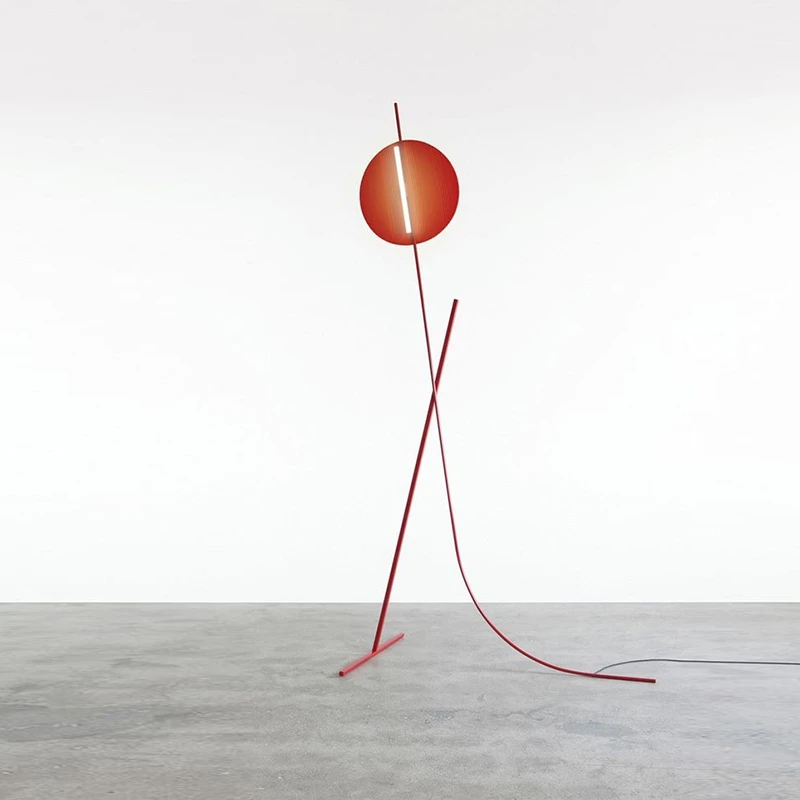 red modern floor lamp