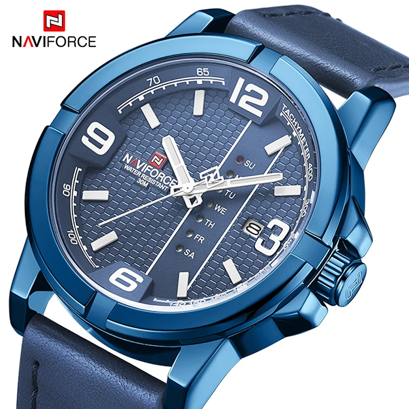 Часы наручные NAVIFORCE Мужские кварцевые модные повседневные водонепроницаемые в
