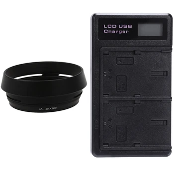 

1Set Lens Hood La-49X100 Adapter Ring & 1 Set Battery and Dual Battery Charger with Usb Led Display