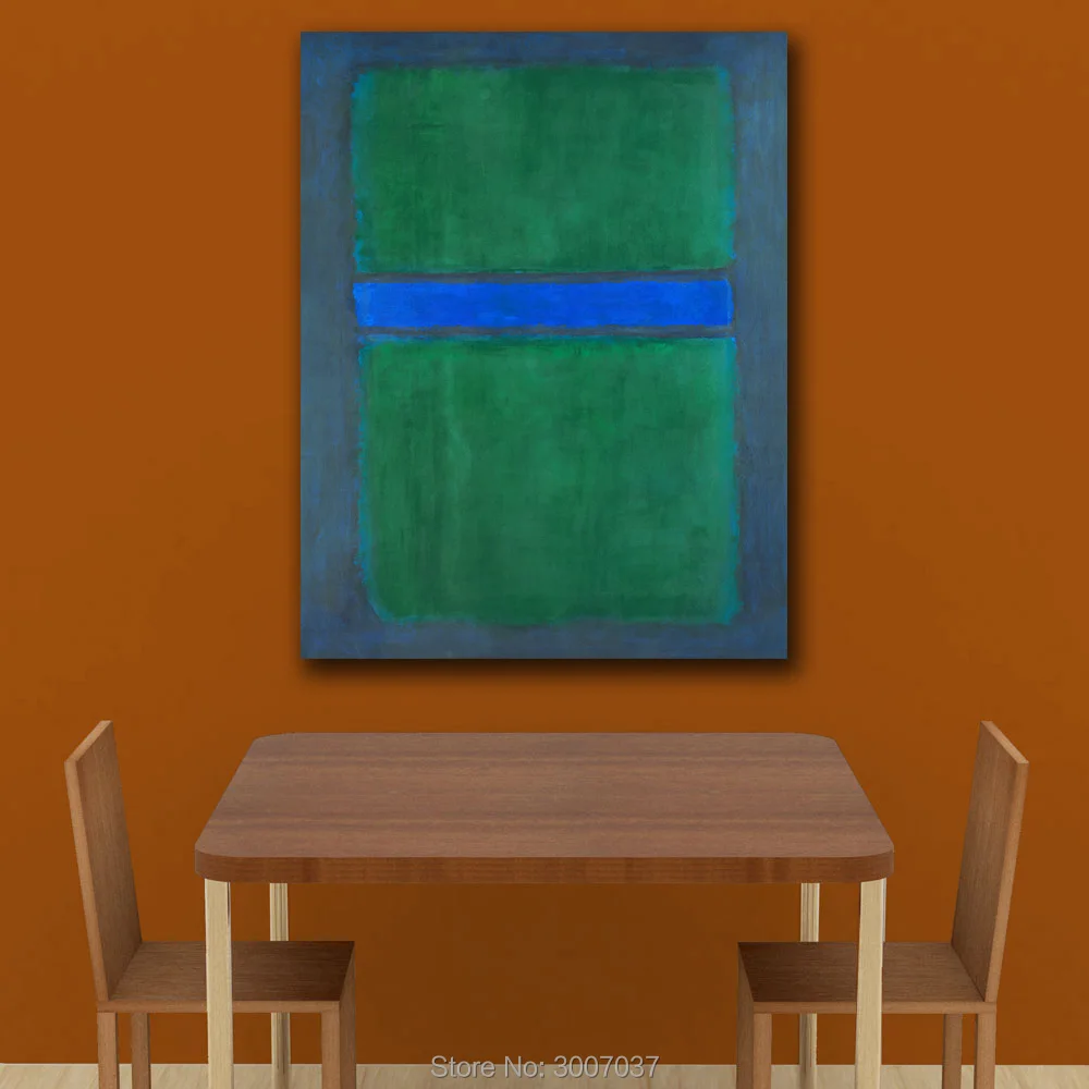 Настенные картины для гостиной абстрактная Марка Rothko Untitled 1957 Холст Картина Искусство Современная без рамки зеленая и синяя масляная