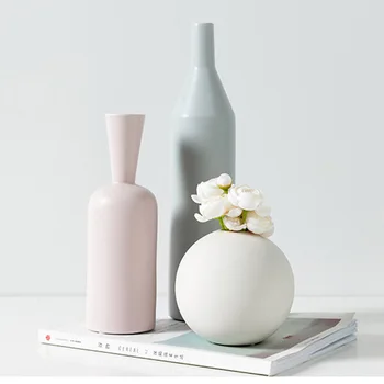 

Nordic Style Ceramic Artware Colorful Fresh Vases Modern Simple Tea Table Desktop Home Decorative Morandi Vase LC