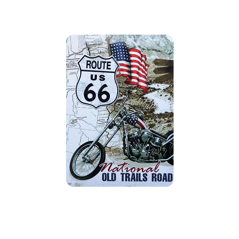 Светло-серый Route 66 металлическая жестяная вывеска Ретро плакат Декор Наклейка металлическая стена ремесло табличка Targhe In Metallo - Цвет: Светло-серый