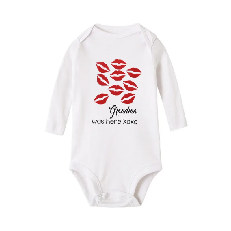 Белый Grandma Was Here Printed Funny Newborn Baby Bodysuit Cotton Long Sleeve Baby Boy Onesie Body Baby Girl Romper Clothes Outfits - Цвет: Белый