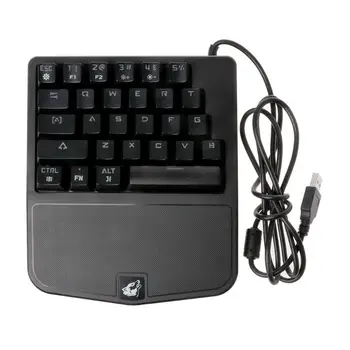 

K9 LED Backlit Mechanical Keyboard One/Single Hand USB Wired Gaming Keyboard 28 Keys Blue Switch for PUBG LOL CS D08B