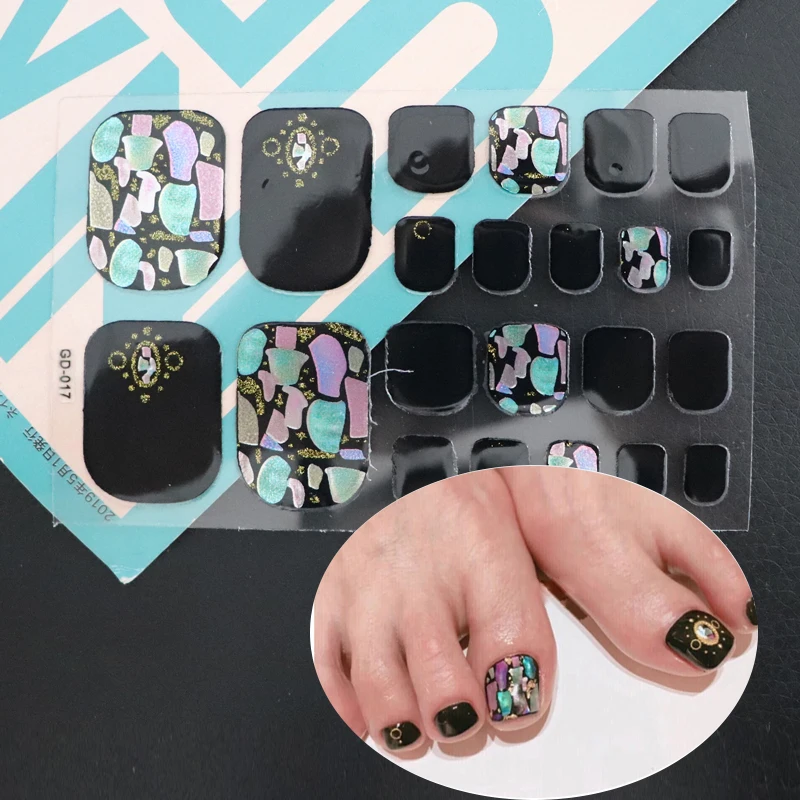 

22tips Foot Sticker New Designs Laser Bronzing Silver Craft Toenail Art Stickers Irregular Sequins Toe Nail Decoration Wholesale