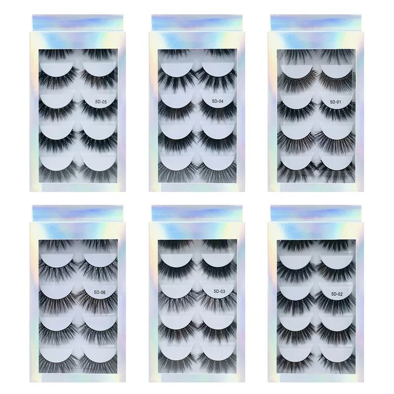 5 Pairs/Set Natural Black Long Fake Eye Lashes Handmade Thick False Eyelashes Black Makeup Cosmetic Beauty Extension Tools