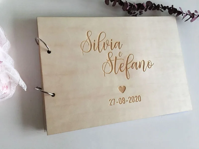 Wedding Guestbook Guest Book Personalized Wooden Wedding Guest Book Engraved Rustic Album