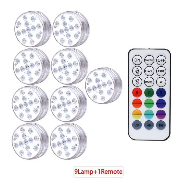 underwater pond lights 13 LEDs Underwater Light 16 Colors RGB IP68 Waterproof Swimming Pool Light RF Remote Control Submersible Lights  For Pond Vase best underwater boat lights Underwater Lights