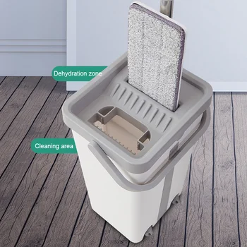 

Flat Mop Bucket Set 360 Degree Rotation Cleaning Lazy Tool Avoid Hand Washing for Home S7