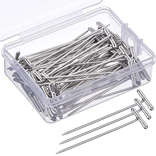 100pcs T-Pins Blocking Knitting Pins Wig Pins T Pins for Wigs Making Sewing, Size: 5x1cm