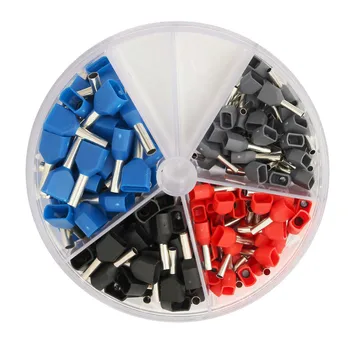 

200Pcs Wire Ferrules End Sleeve Double Cord End Terminal Connector Set Copper Insulated Crimp Splice Terminal Connector Kit