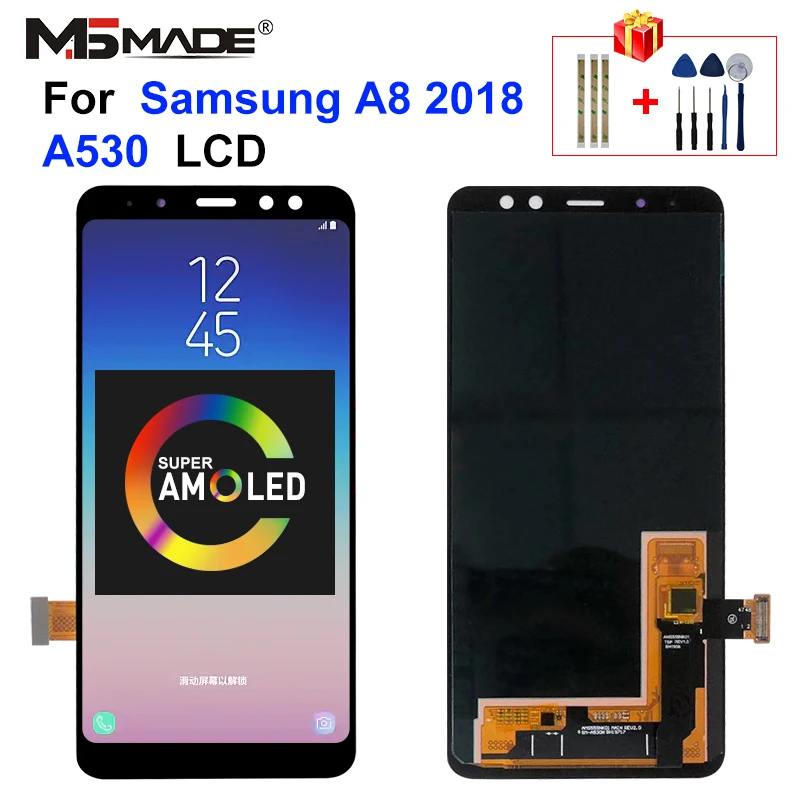 Super AMOLED для samsung Galaxy A8 lcd A530 кодирующий преобразователь сенсорного экрана в сборе A530f A530N с рамкой