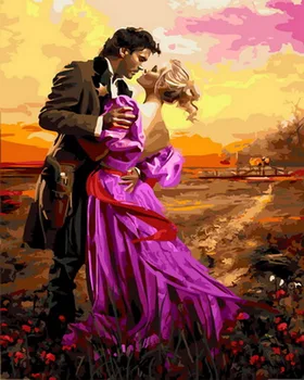 

Unframe diy oil picture oil paintings by numbers figure painting paint by number for home decor 4050cm western lovers