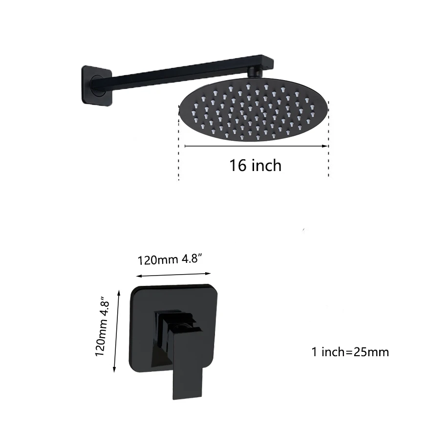 Black Shower B16 JIENI 8/16 дюймов черная круглая Настенная Ванная Комната Набор насадок для душа масло потертая бронзовая головка и ручной душ душевой набор - Цвет: Black Shower B16